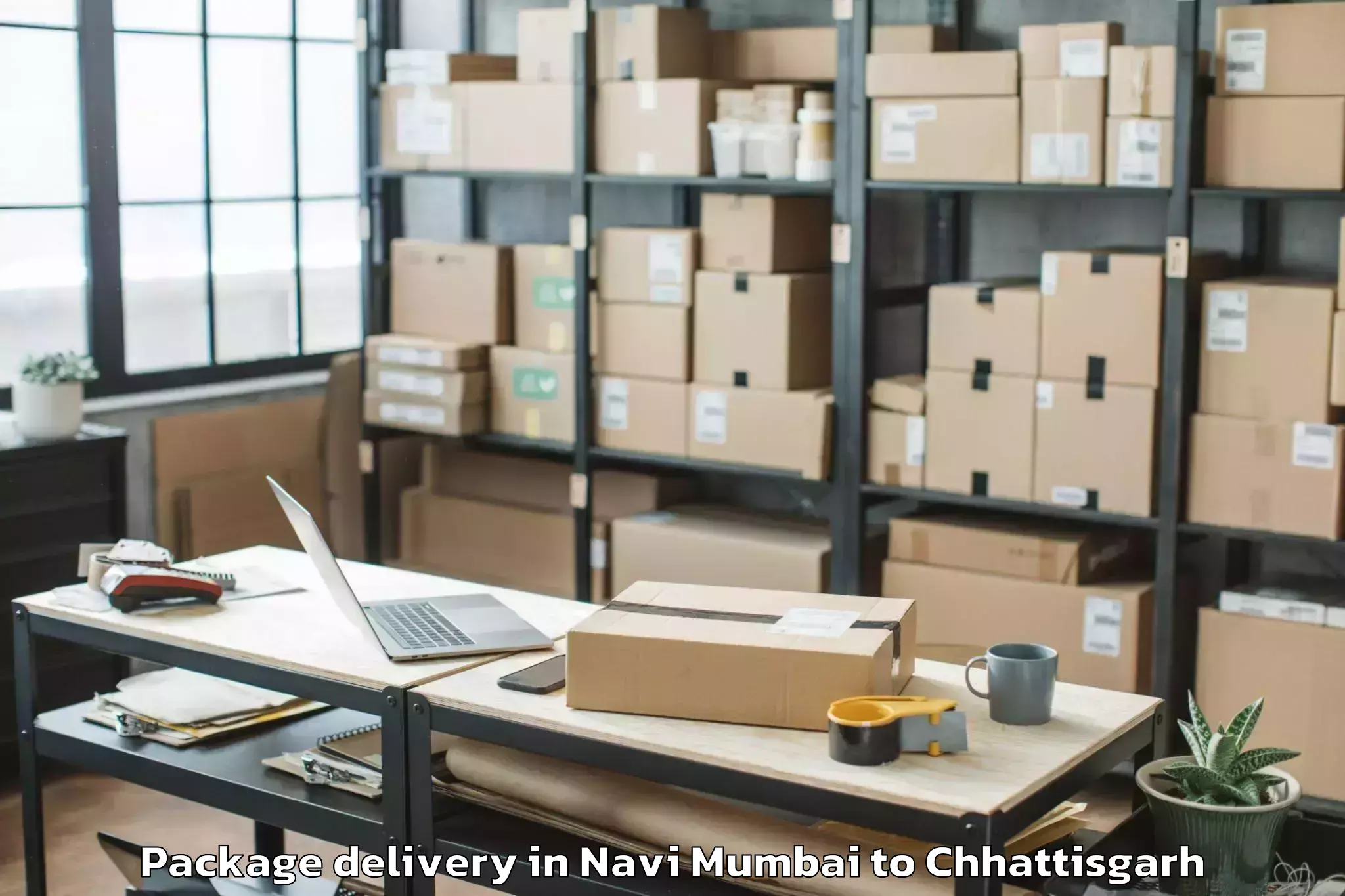 Top Navi Mumbai to Udaipur Dharamjaigarh Package Delivery Available